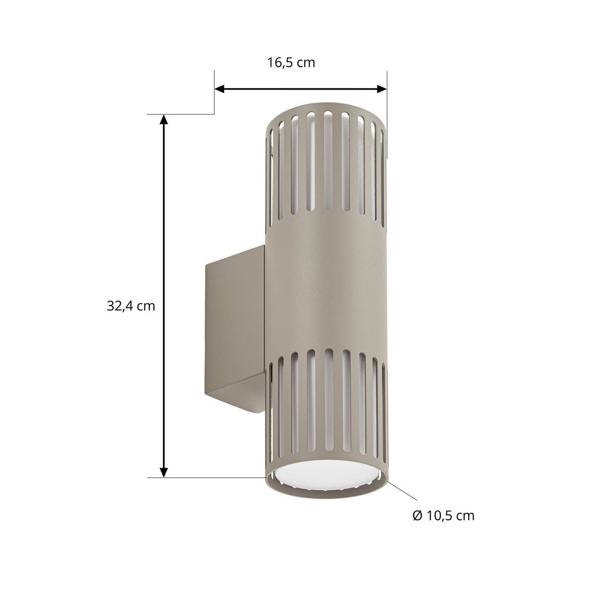 Applique extérieure en métal moderne gris pierre, opale, LINDBY