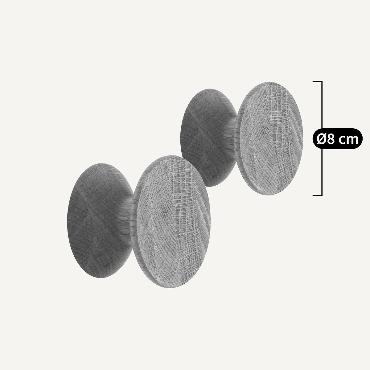 2er-Set Haken Arame, Eiche massiv, ø 8 cm natur, AM.PM
