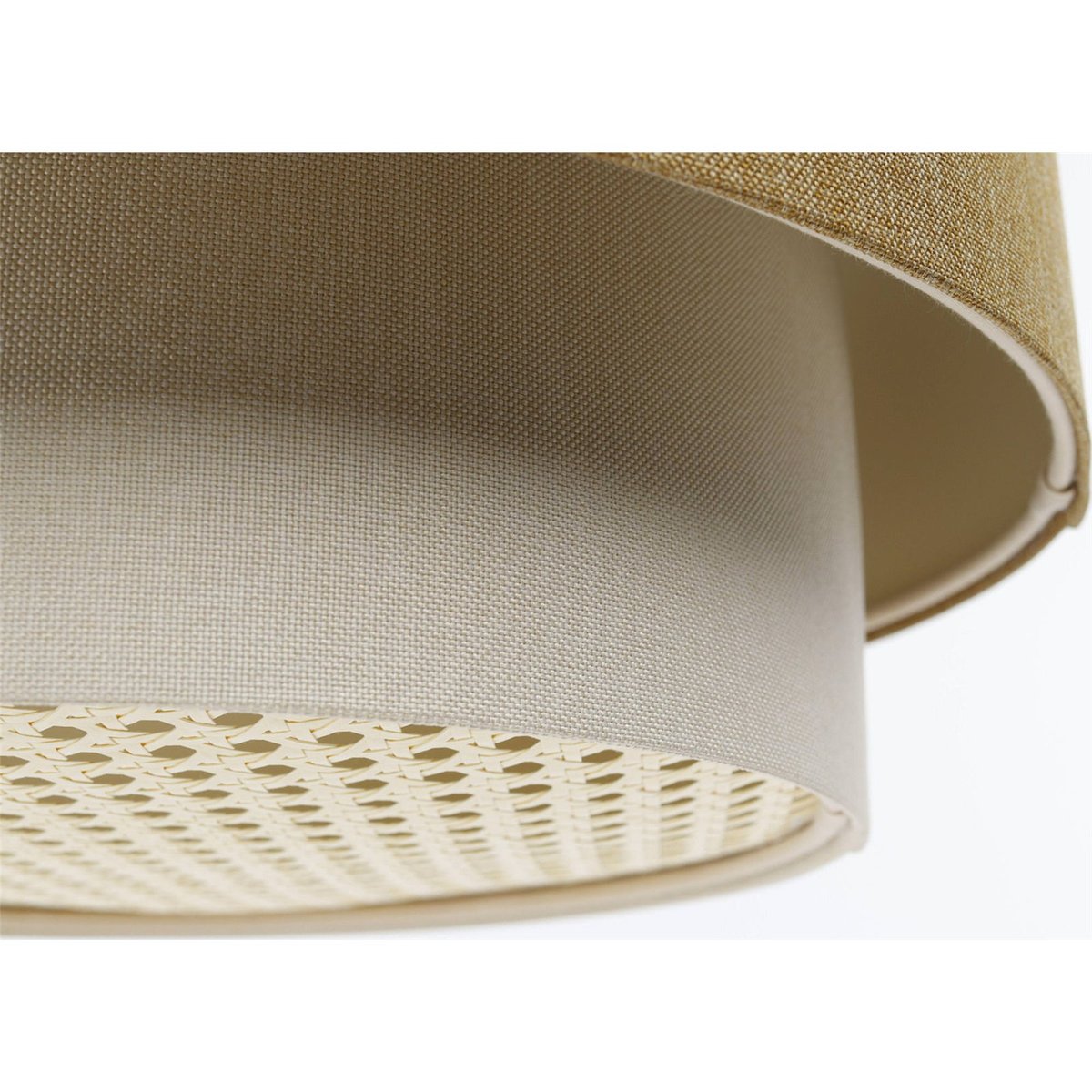 Suspension ronde en tissu avec diffuseur rotin Boho Elegant beige crème avec rotin naturel, BPS KONCEPT