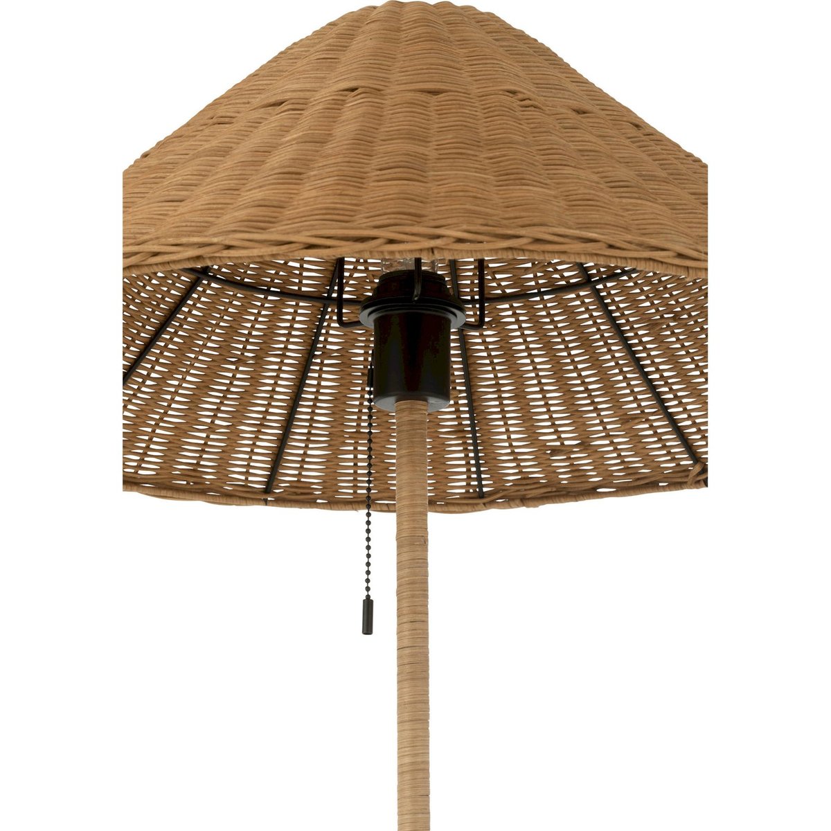 Lampadaire en métal et rotin style bohème rotin naturel et noir profond, RECOLLECTION