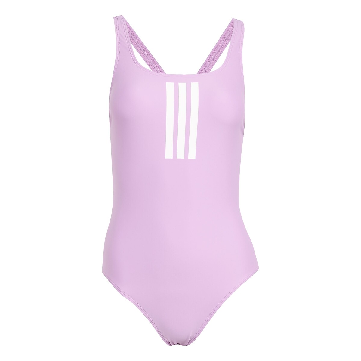 Maillot de bain 1 pièce dos en V 3 bandes rose, adidas Performance