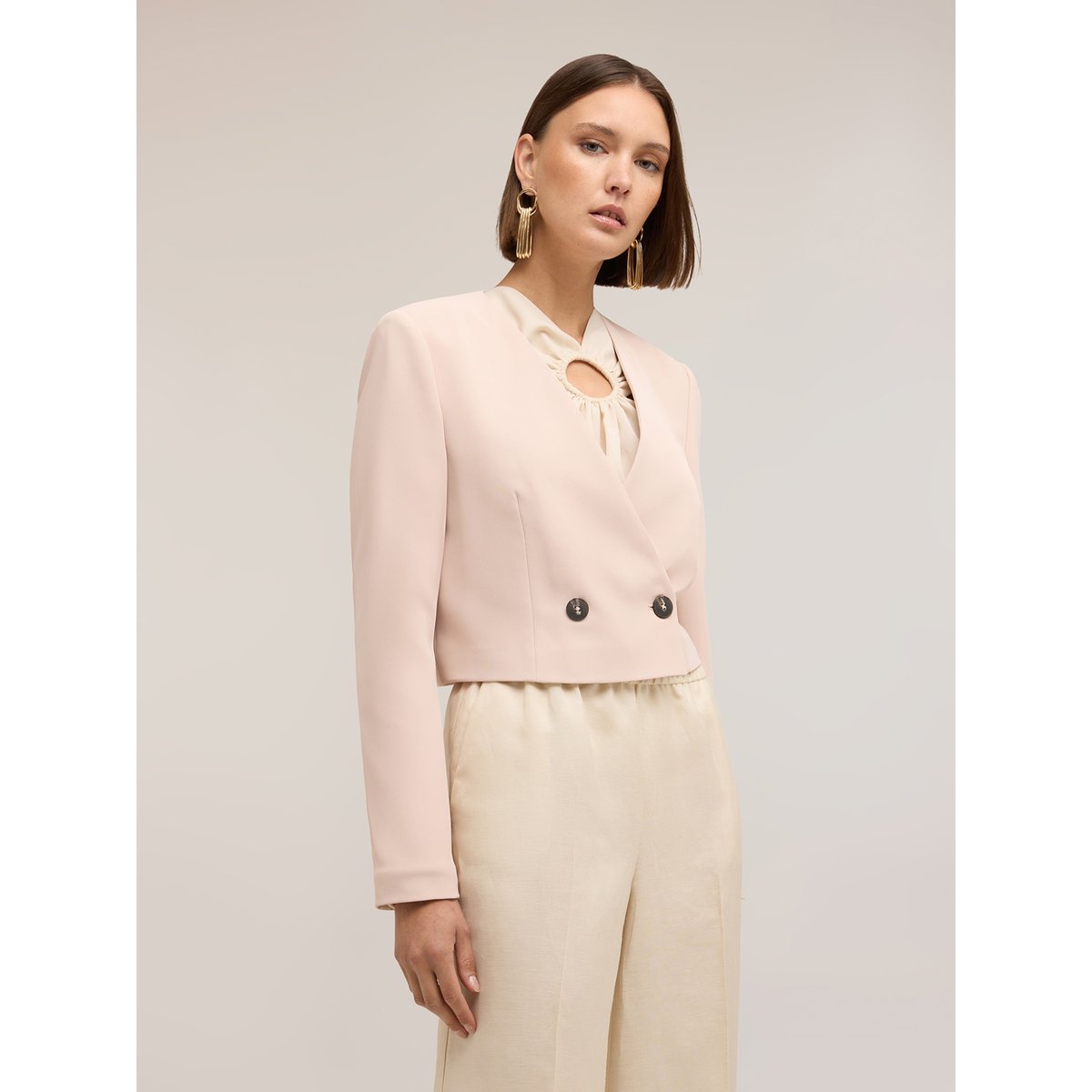 Veste spencer double boutonnage rosa cipria, MOTIVI