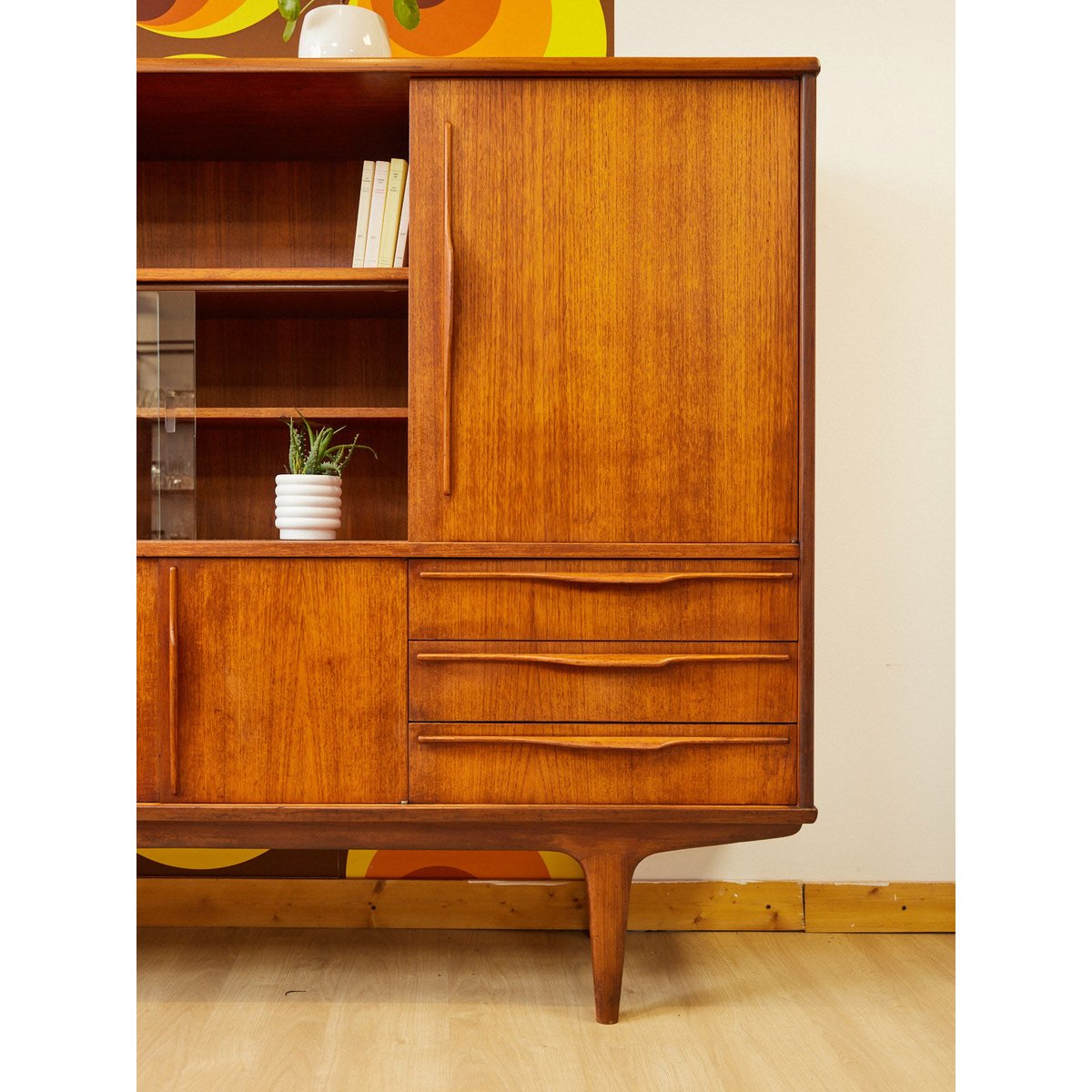 Enfilade haute scandinave en teck  Margaret N°764 - Bon état bois foncé, DEBONGOUT