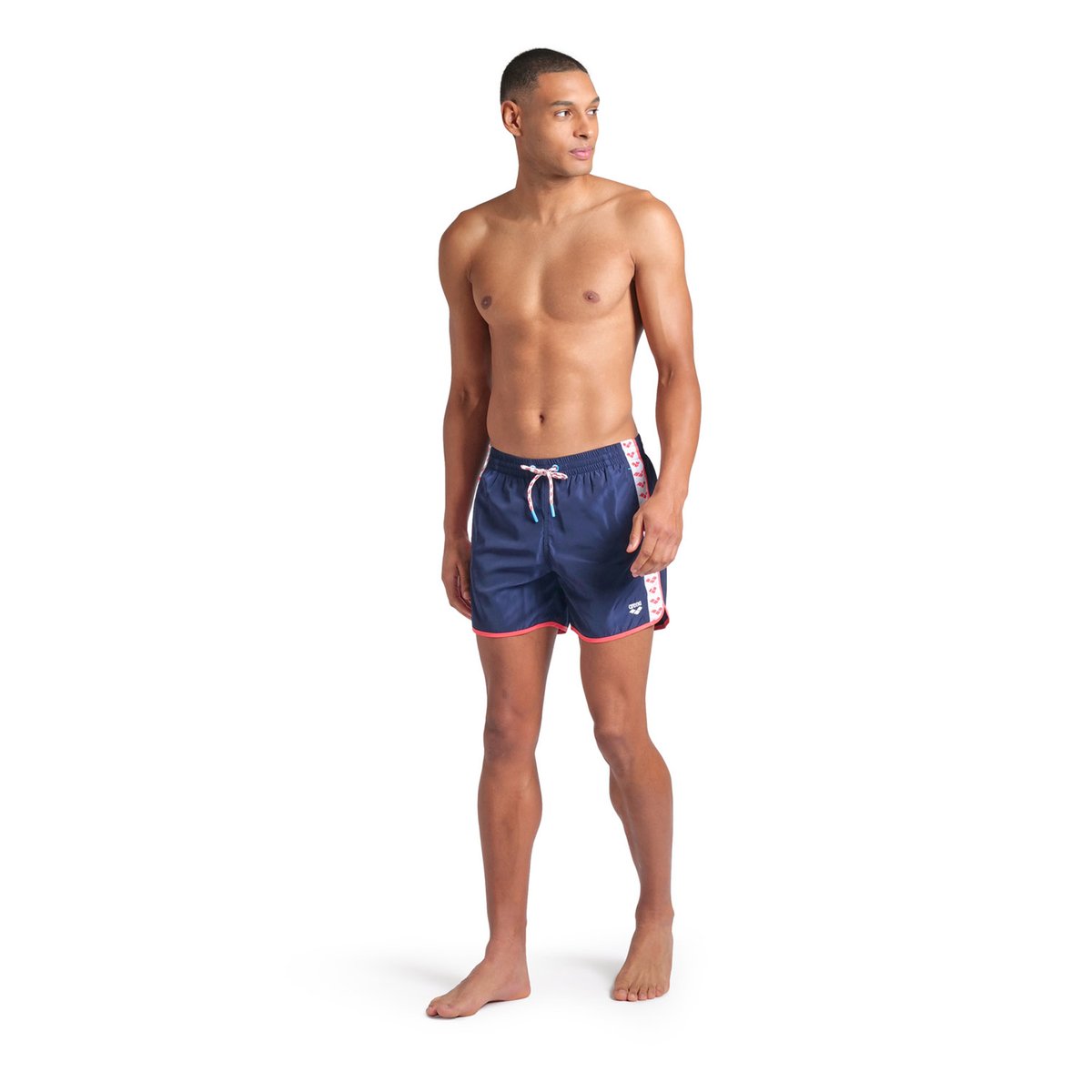 Short de plage arena Icons Team Stripe pour homme navy-calypso coral-white, ARENA