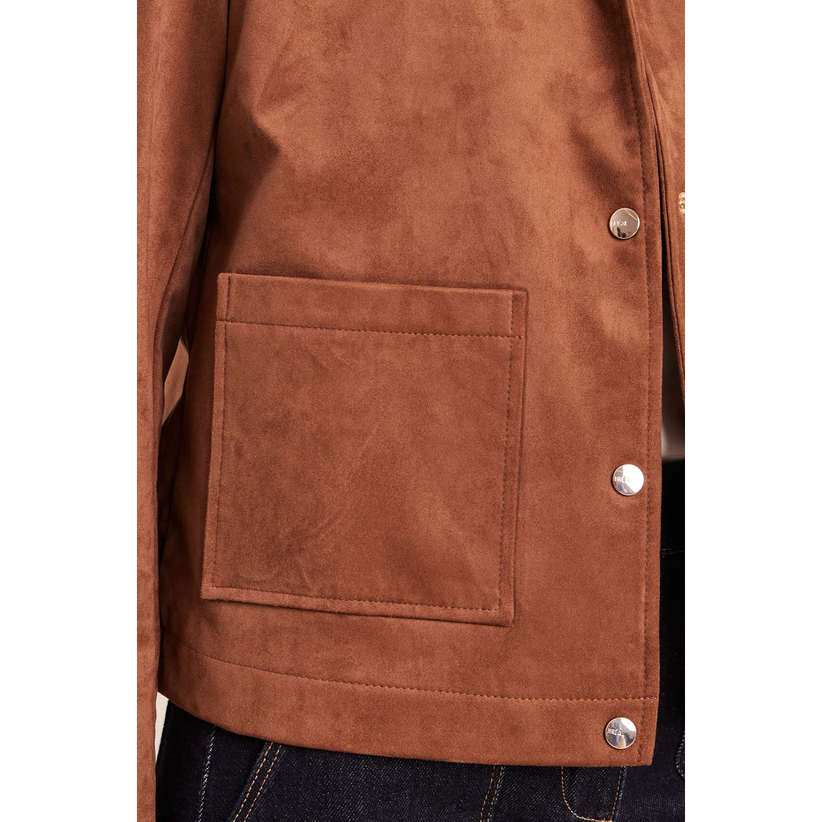 Veste courte droite doublée bas resserré marron foncé, BREAL