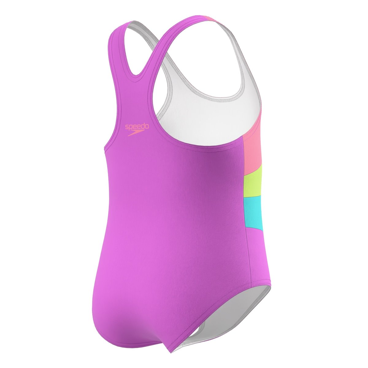 Maillot de bain 1 pièce dos nageur motif/style blocs de couleurs RADIATING SPLICE bleu / vert / rose, SPEEDO
