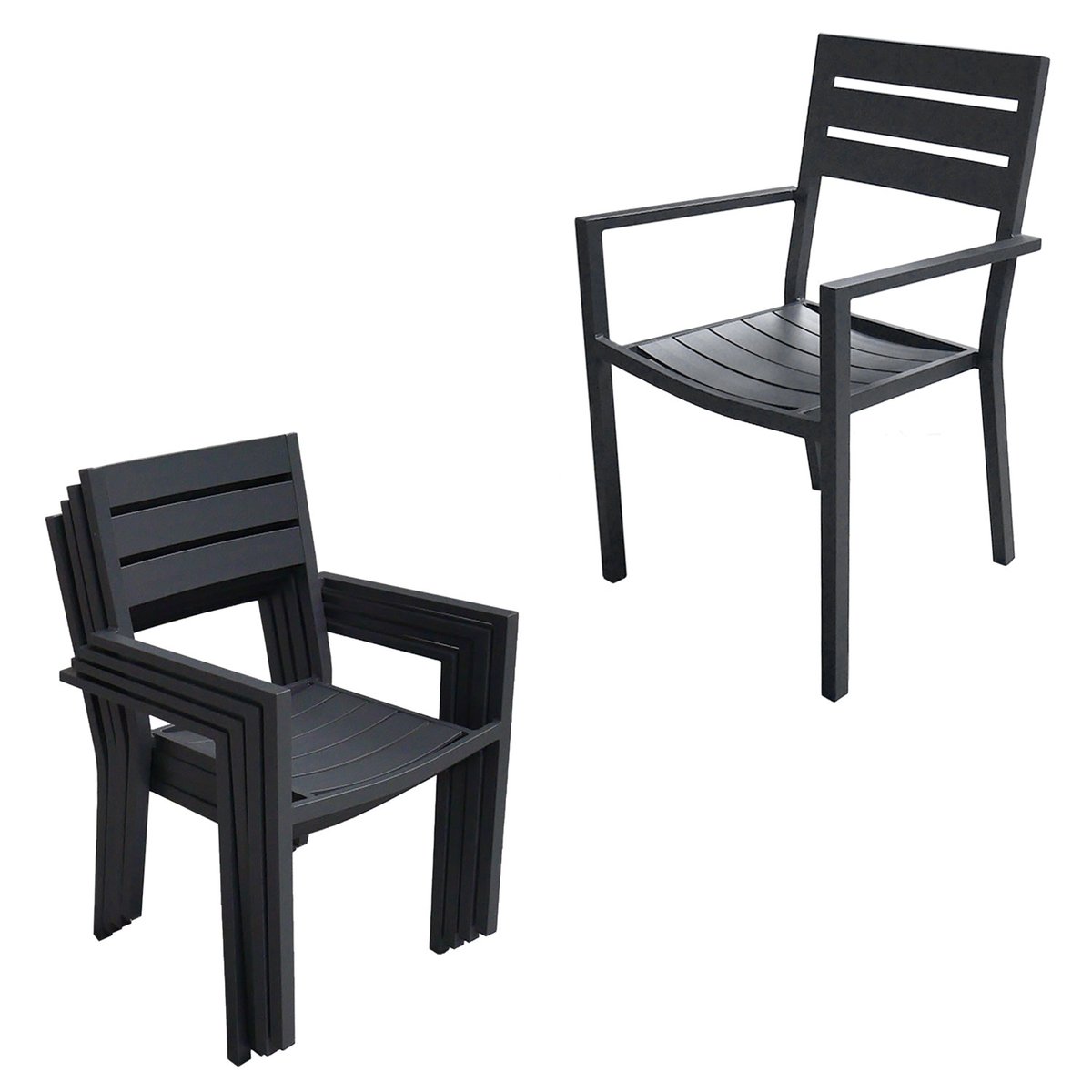 Salon de jardin, extensible, 10 pl, VENEZIA gris anthracite, HAPPY GARDEN