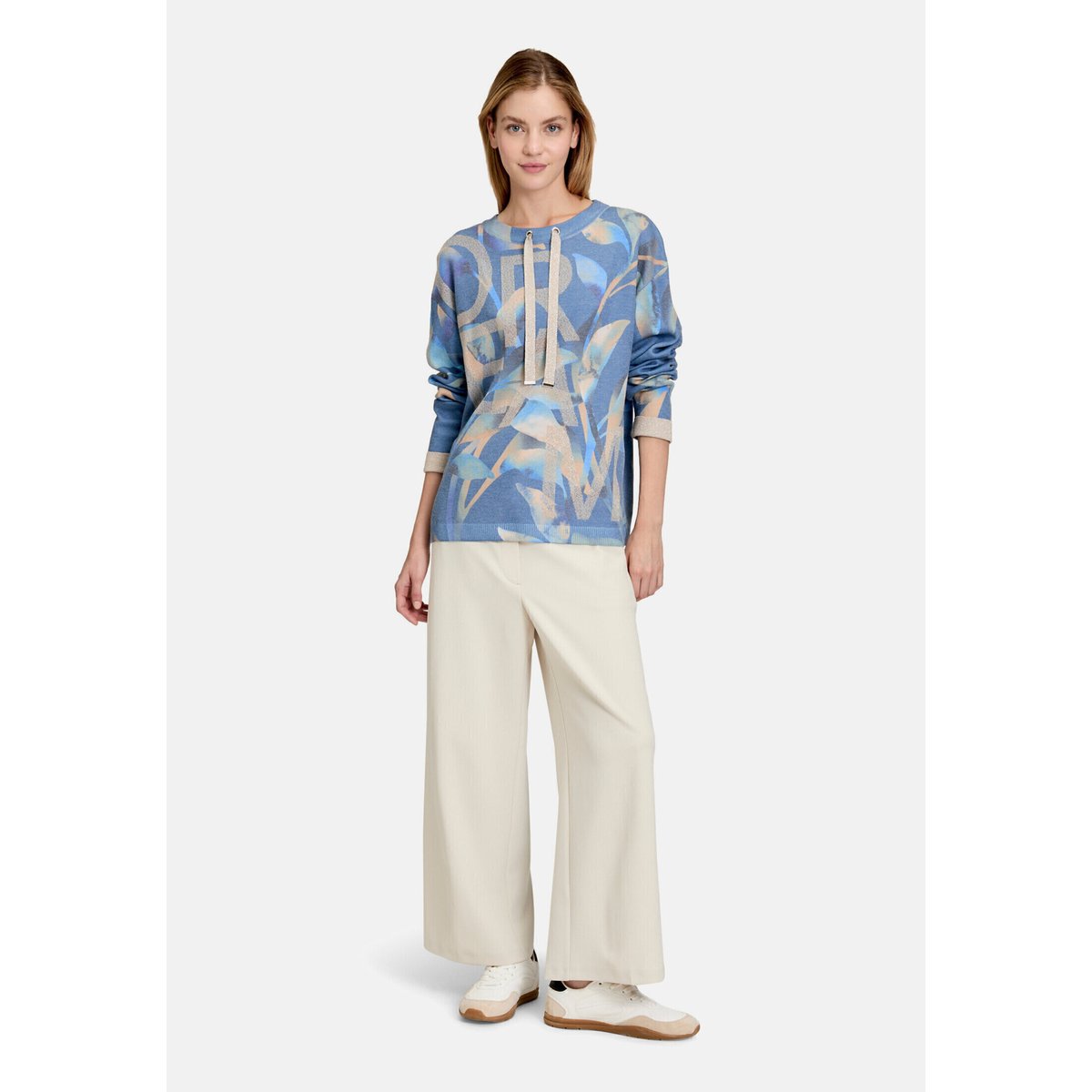 Pull-over en fine maille à imprimé blue/camel, BETTY BARCLAY
