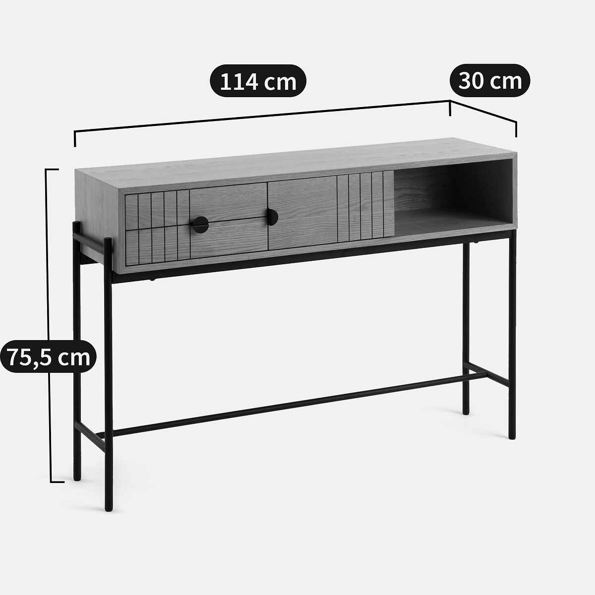 Console plaqué chêne avec rangement Clara chêne, LA REDOUTE INTERIEURS
