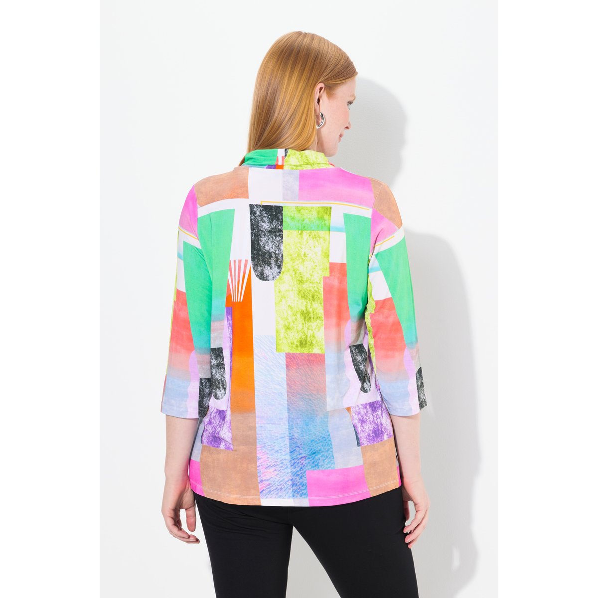 T-shirt en tissu fluide slinky avec imprimé blanc neige, ULLA POPKEN