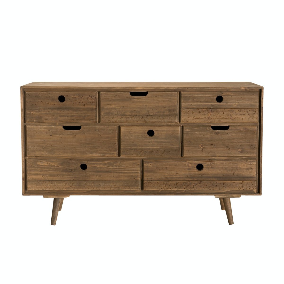Commode 8 tiroirs en bois style déco scandinave LIMA bois naturel, PIER IMPORT