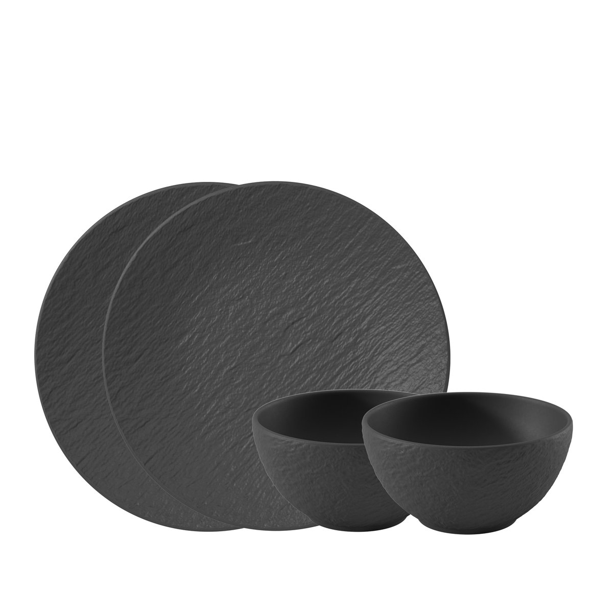 Ensemble D’assiettes, 4 P., Pr 2 Pers. MANUFACTURE noir, VILLEROY & BOCH