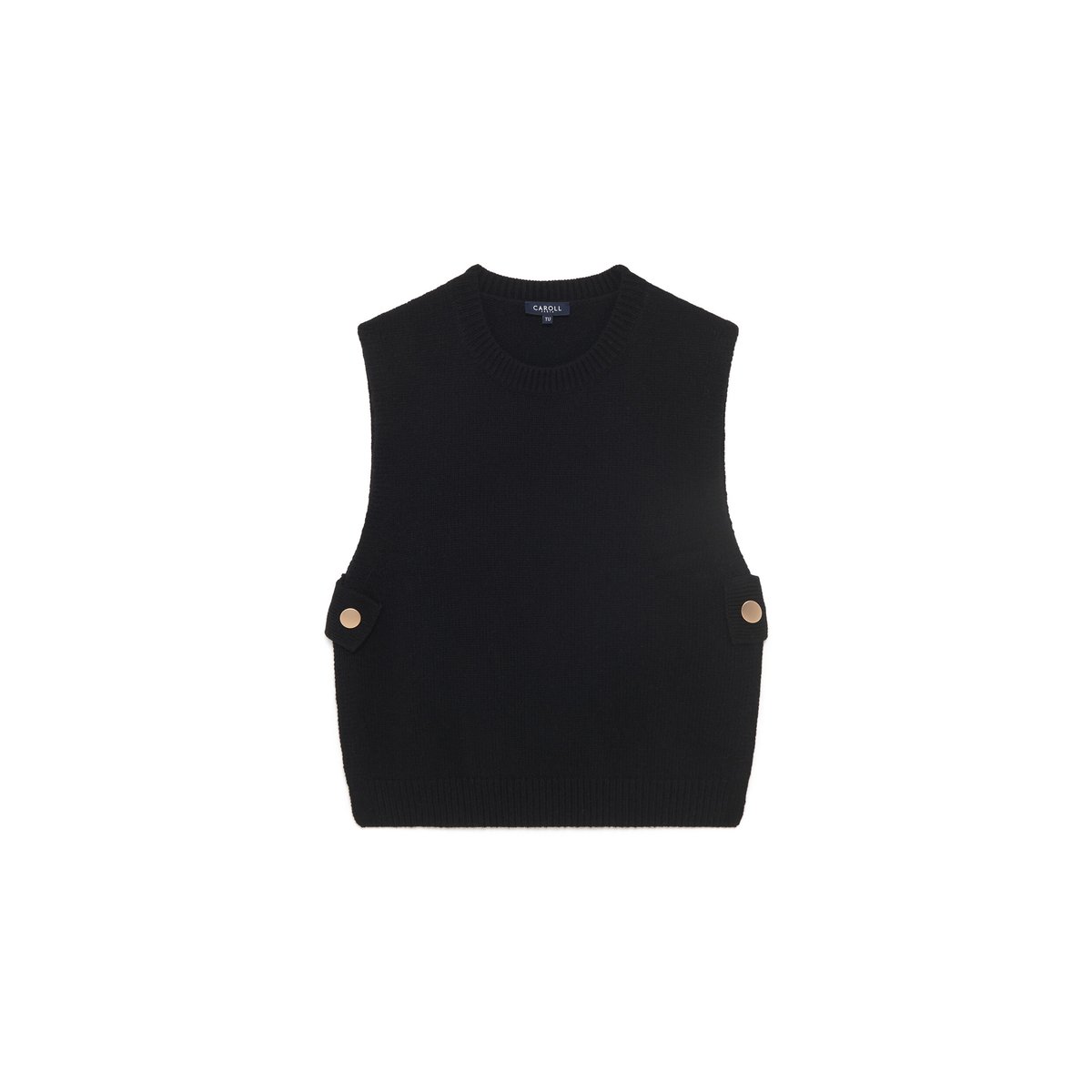 Poncho col rond en laine HEVY noir, CAROLL