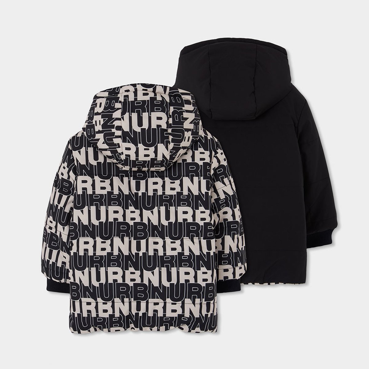 Parka garçon en tissu technique réversible imprimé lettres multicolore, BOBOLI