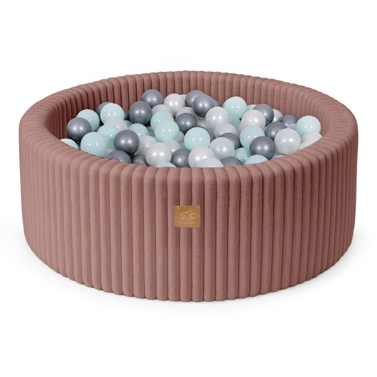 Piscine balles bébé velours côtelé sans balles piscine à balles rose chocolat ruby avec balles blanc perlé / menthe perlée / argent, MEOW BABY
