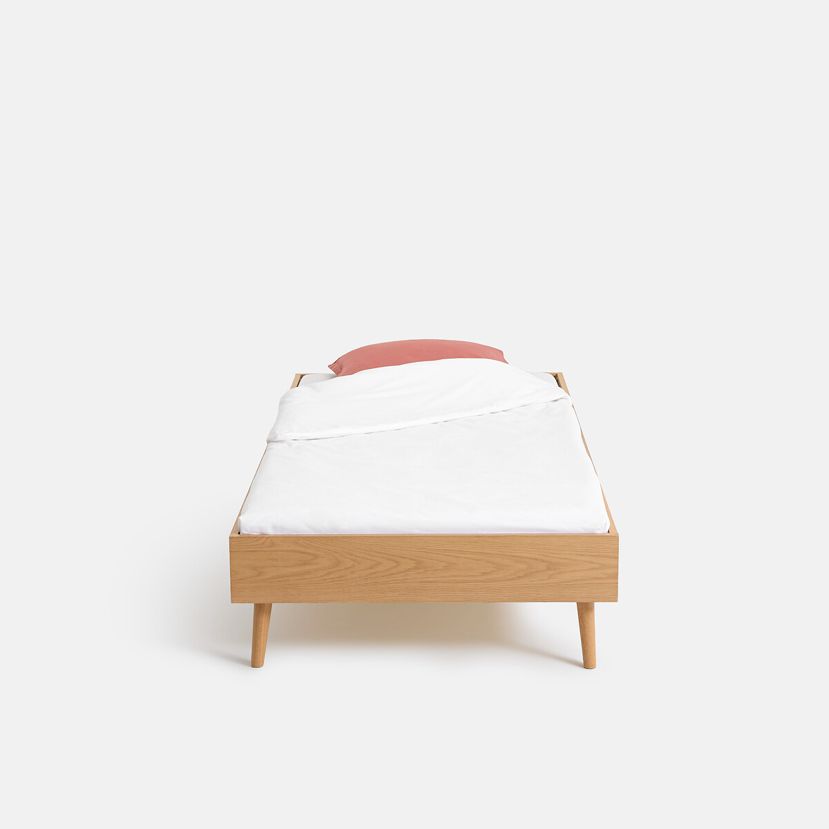 Miji oak veneer bed with bed base oak, LA REDOUTE INTERIEURS
