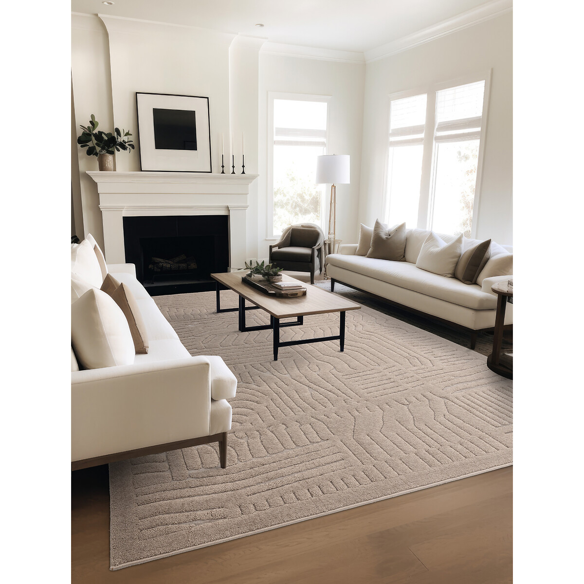 Scandi 3D Abstract Pattern Rug natural, ÉDITÉ