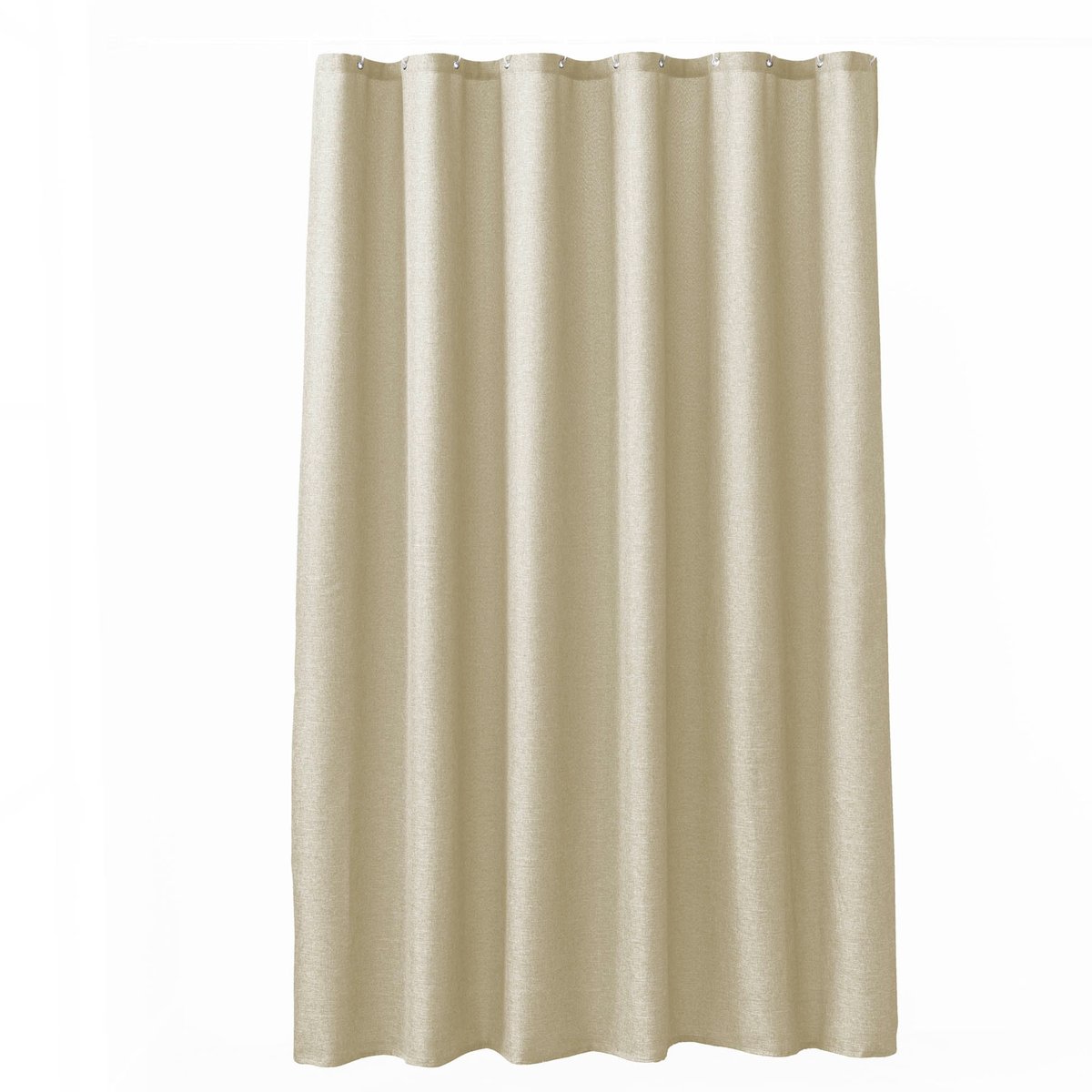 Rideau de douche uni aspect chambray avec crochets naturel, DOUCEUR D'INTÉRIEUR