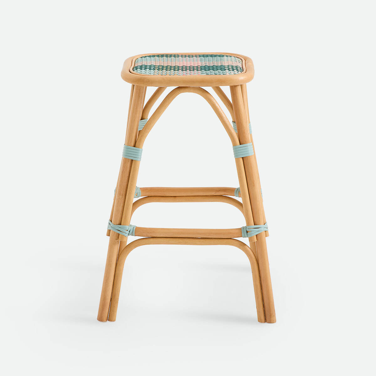 Musette Woven Rattan 65.5cm High Bar Stool multi-coloured pink, LA REDOUTE INTERIEURS
