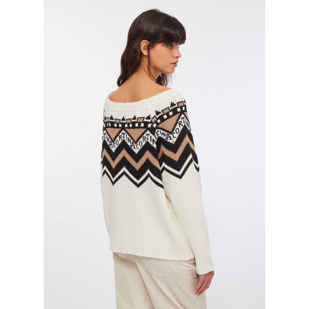 Pull jacquard avec applications blanc, LIU JO