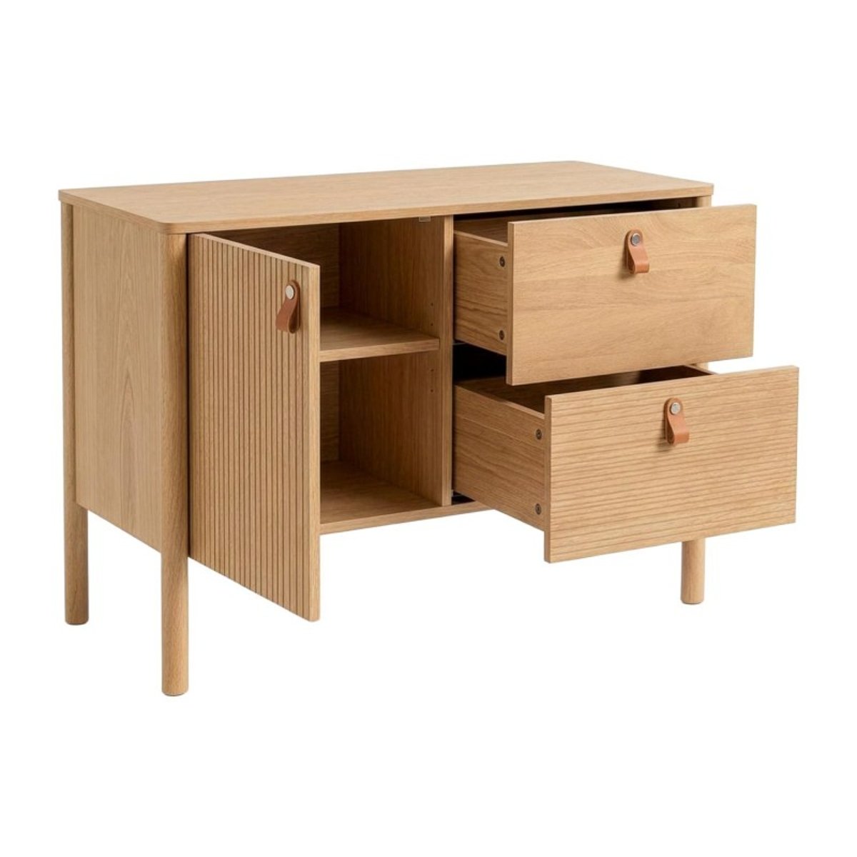 Meuble chêne 80cm sur pieds et vasque céramique blanche JOY chêne, MOB IN