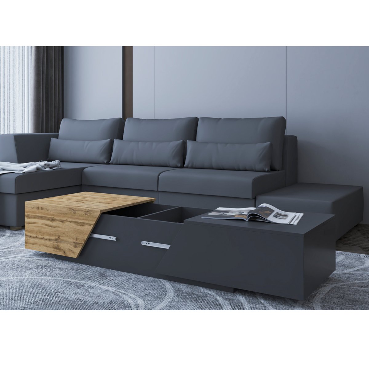 Table basse - PITT bois / gris, BEST MOBILIER