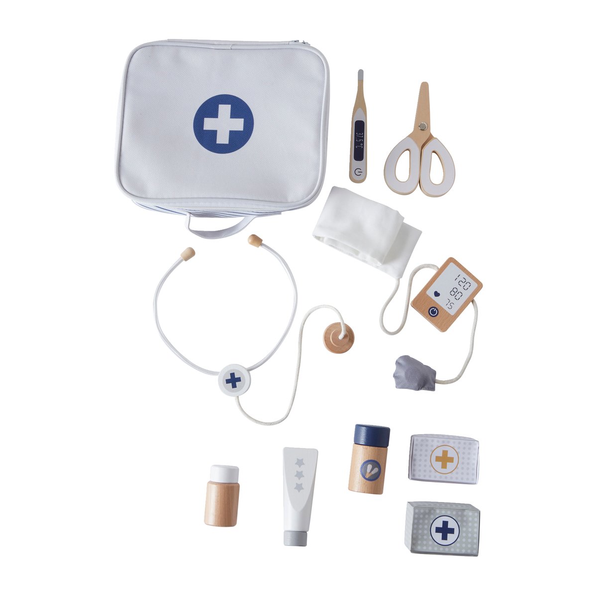 Set docteur pour poupon en bois blanc, VERTBAUDET