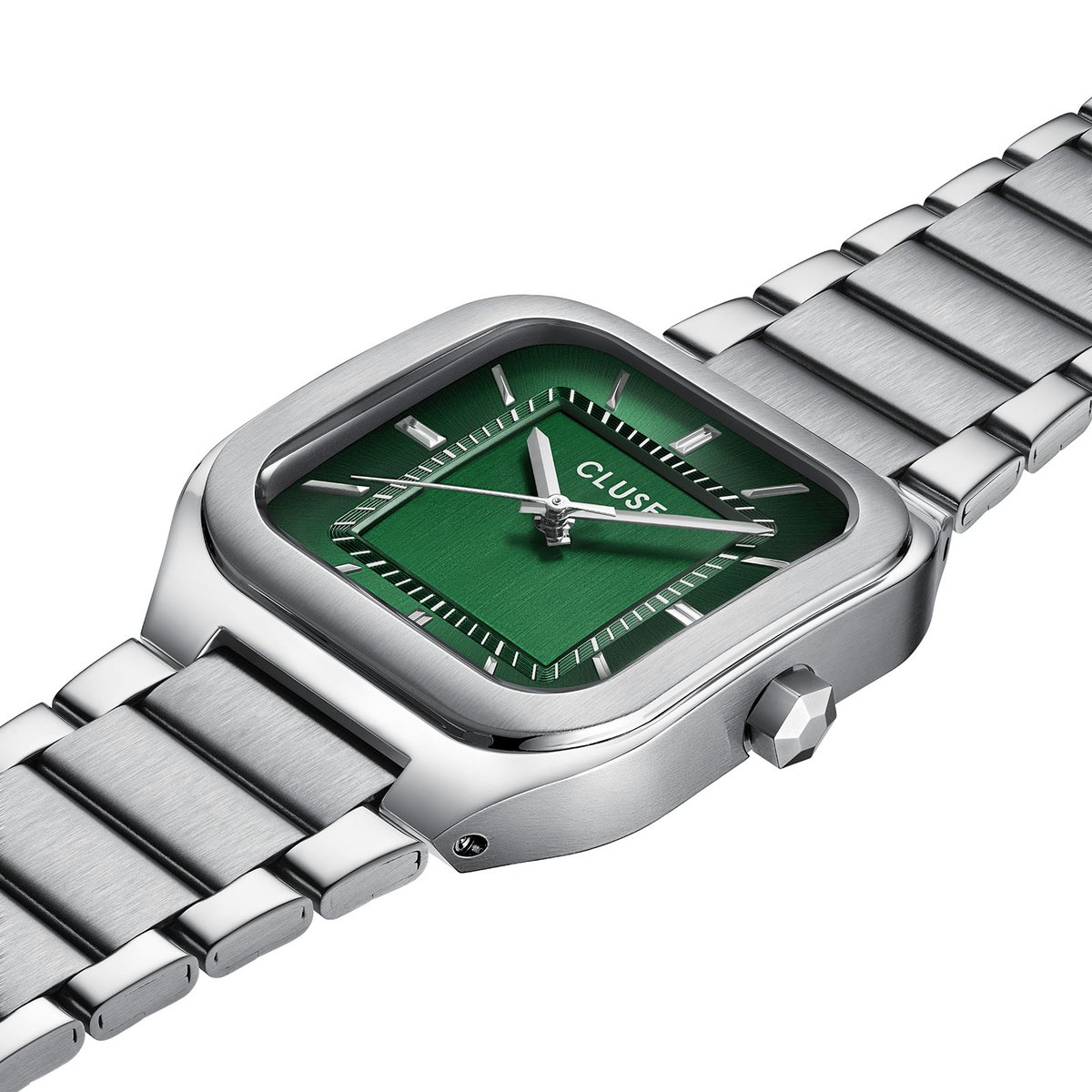 Montre Analogique  QUADRUS argenté vert argenté, CLUSE