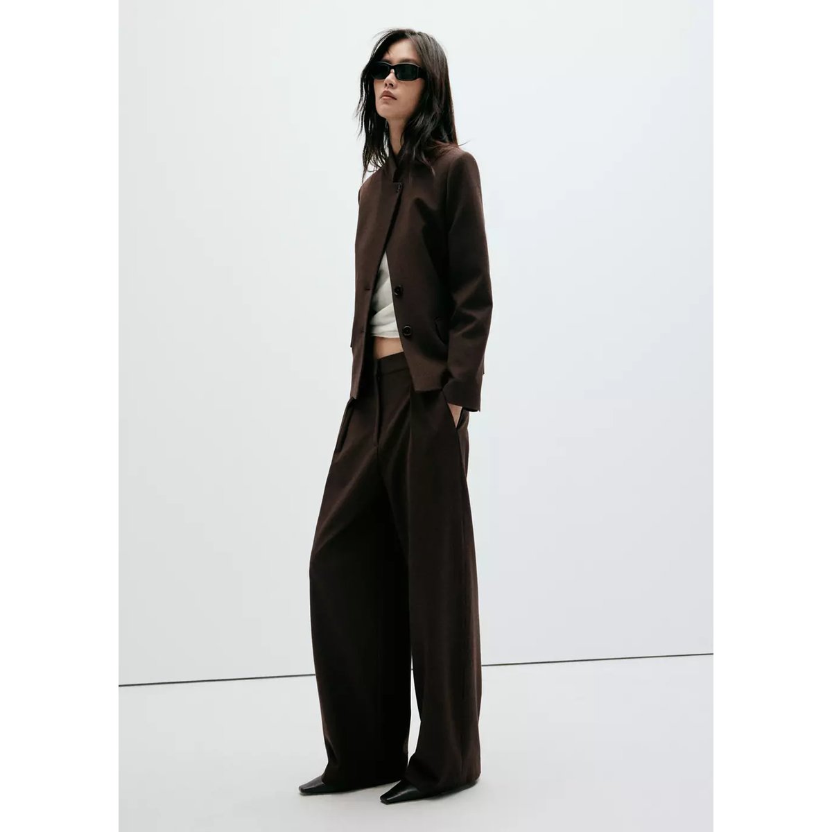 Pantalon leo marron, MANGO