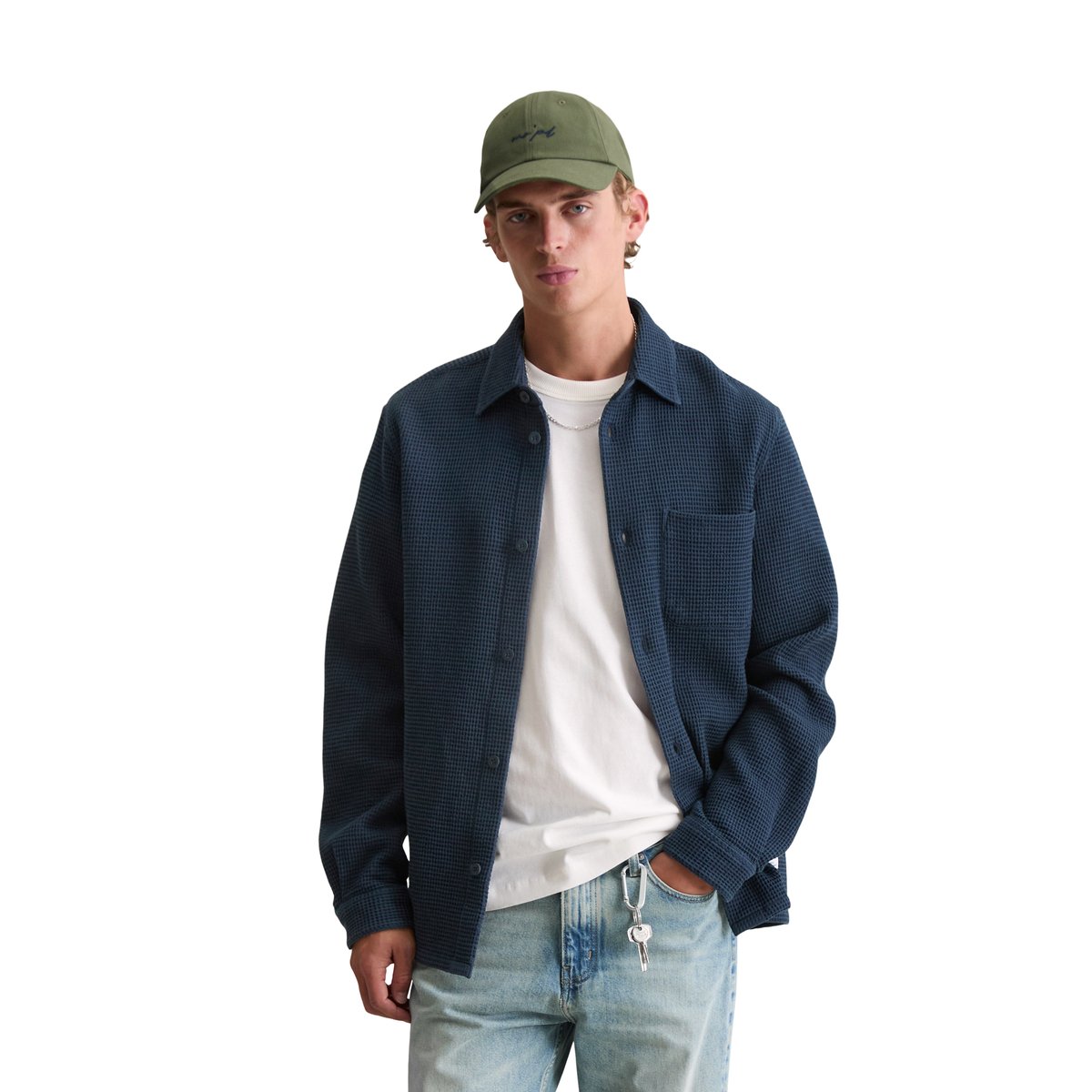 Chemise regular avec structure gaufrée bleu foncé, MARC O’POLO DENIM