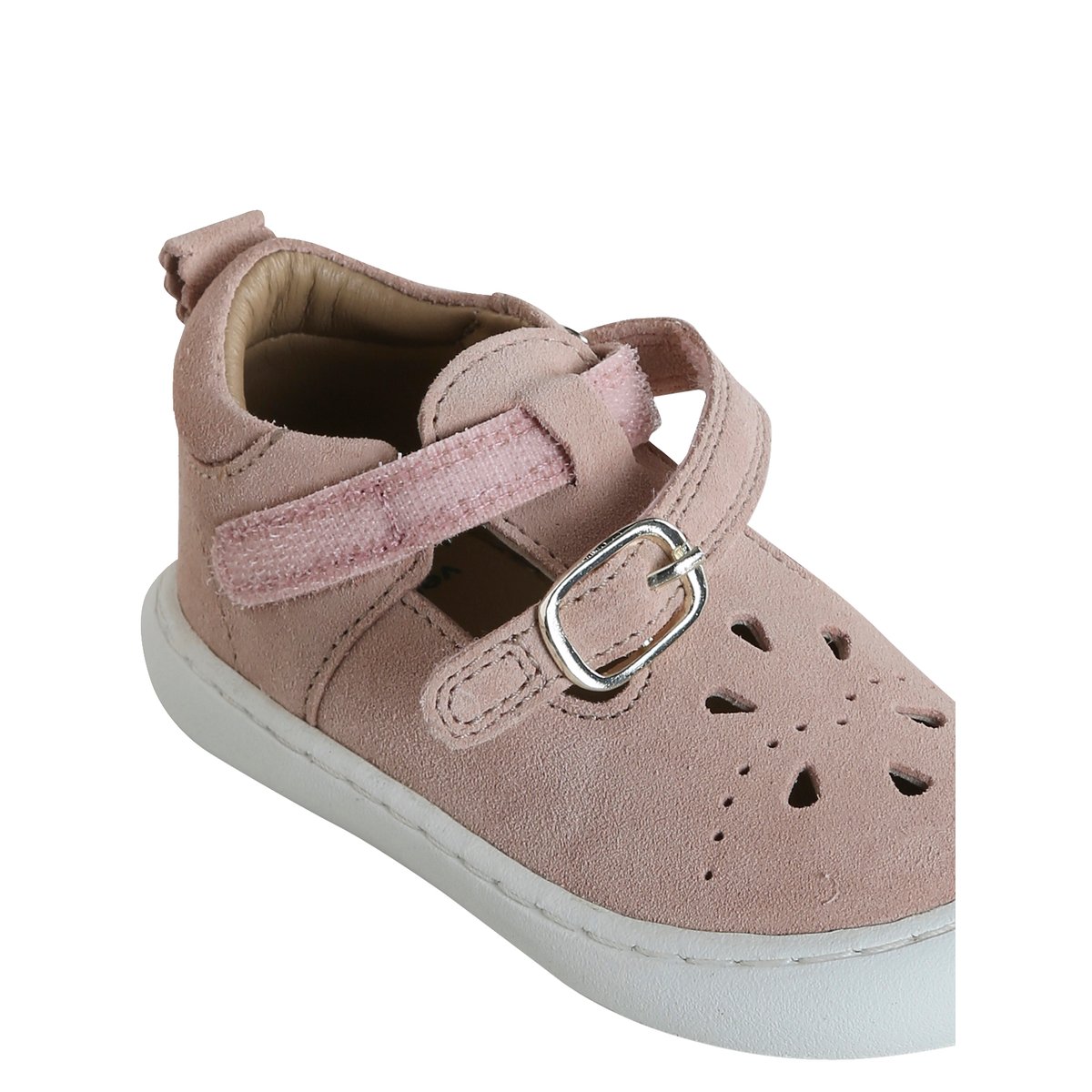 Sandales salomés cuir bébé rose poudré, VERTBAUDET