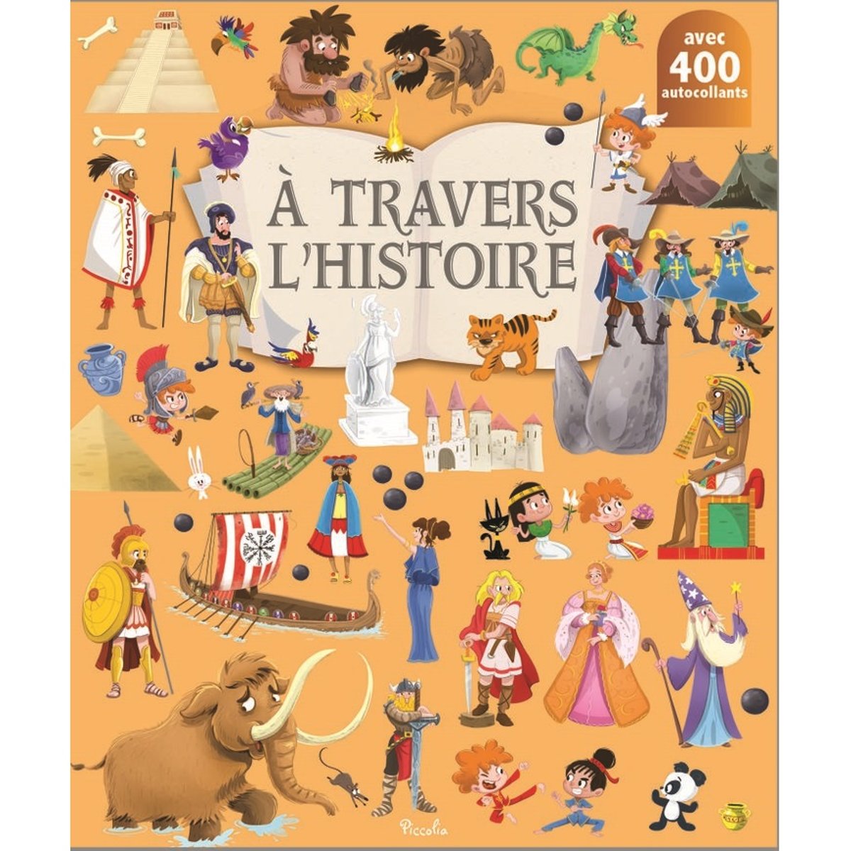 400 autocollants A travers l'Histoire orange, PICCOLIA EDITIONS