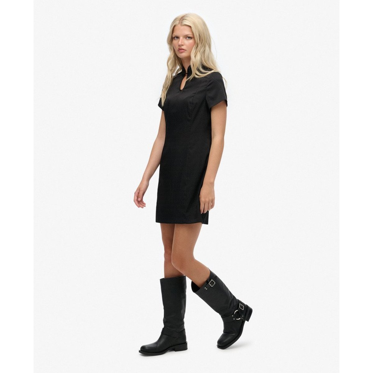 Mini-robe Mandarin en satin noir, SUPERDRY