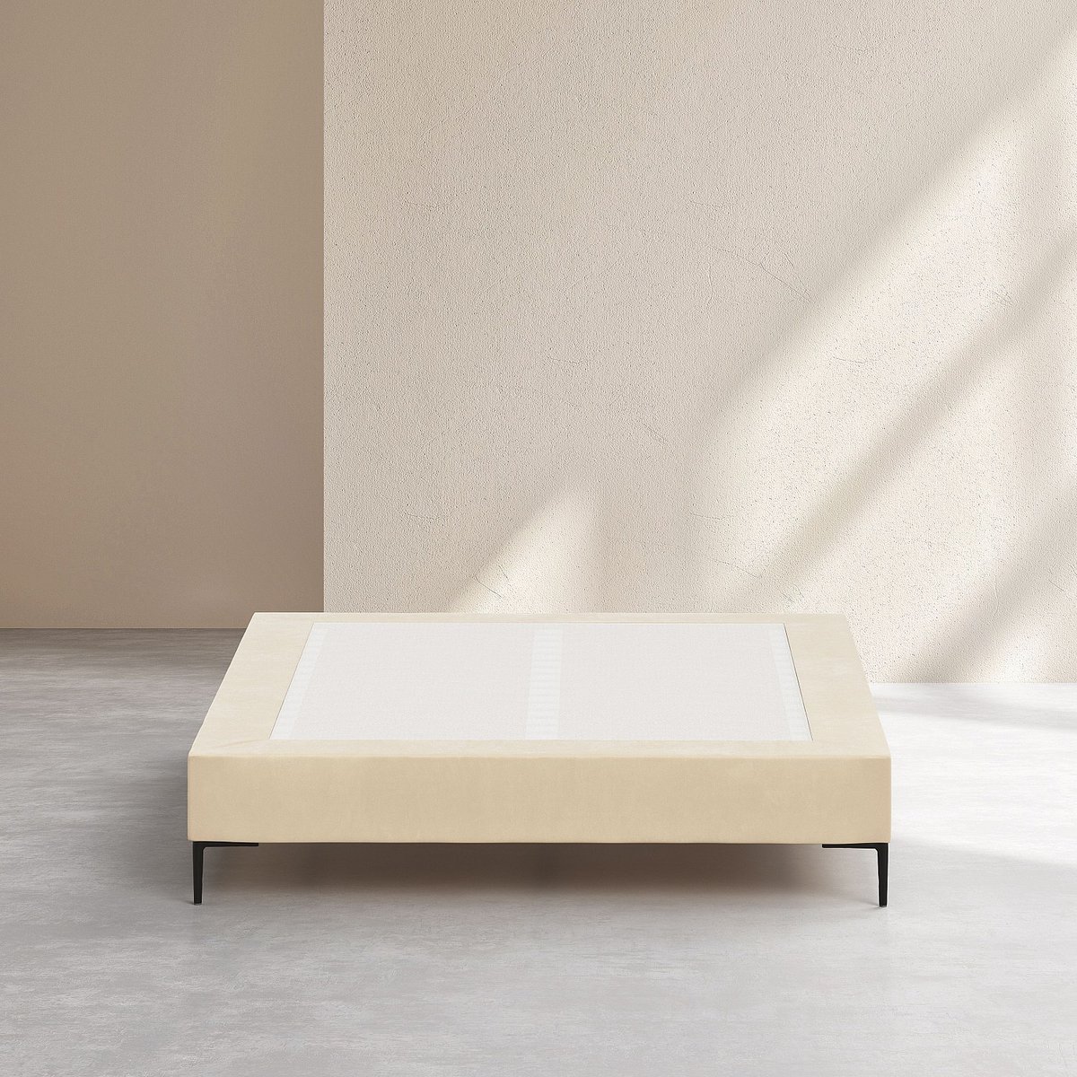 Sommier tapissier tissu NOTA crème, HABITAT