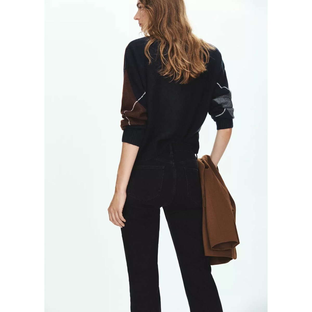 Pull maille losanges bleu marine, MANGO