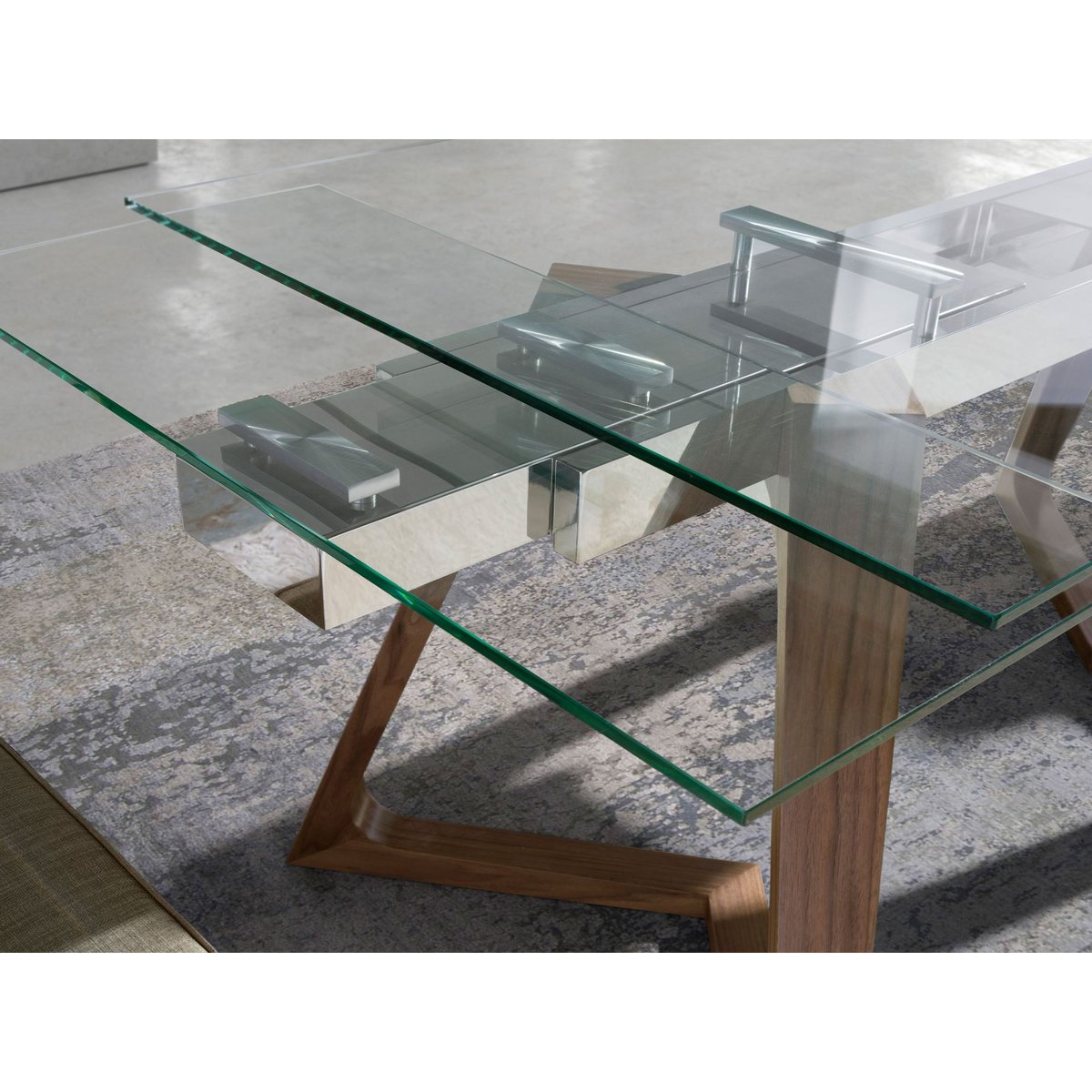 Table à manger verre trempé et noyer verre | noyer, ANGEL CERDA