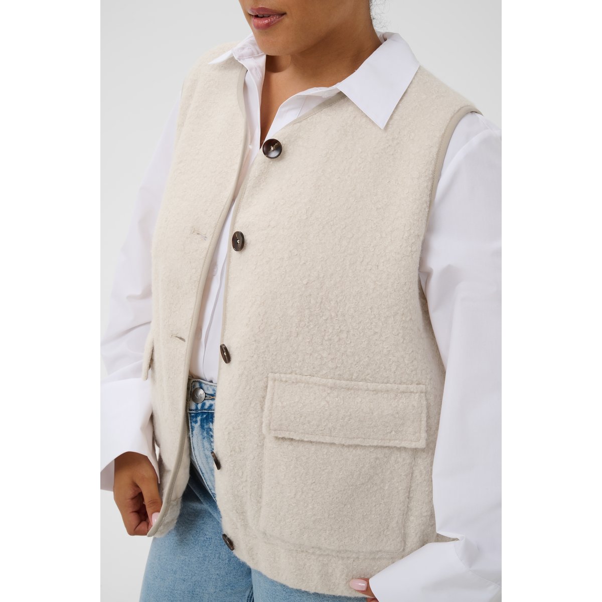 Manteau blanc whisper white melange, KAFFE CURVE