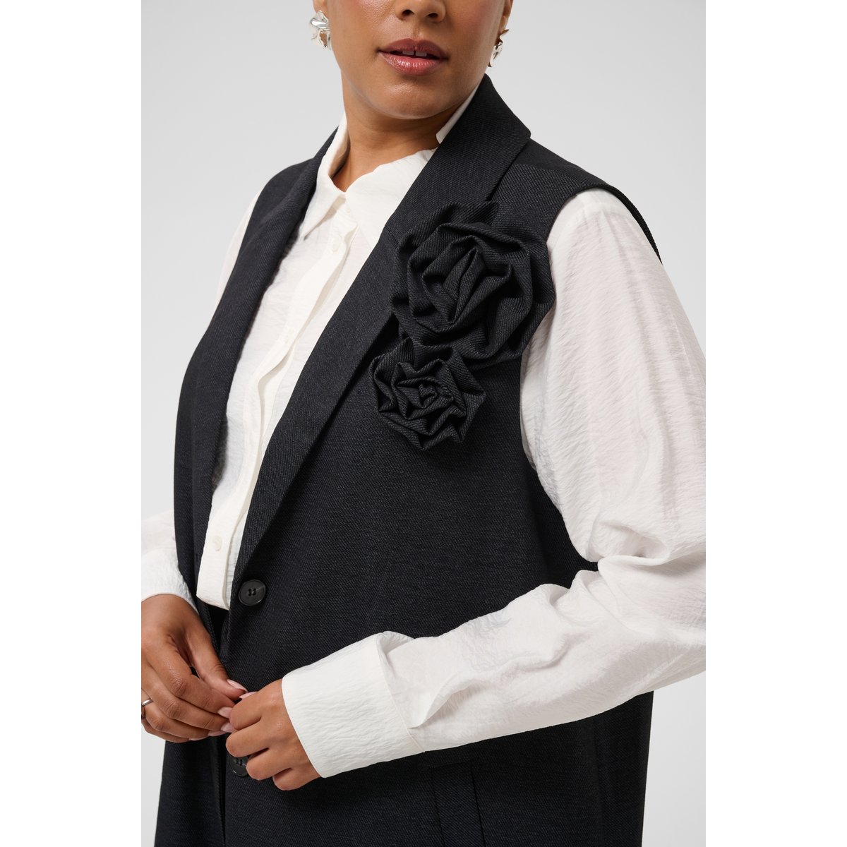 Manteau gris dark grey melange, KAFFE CURVE