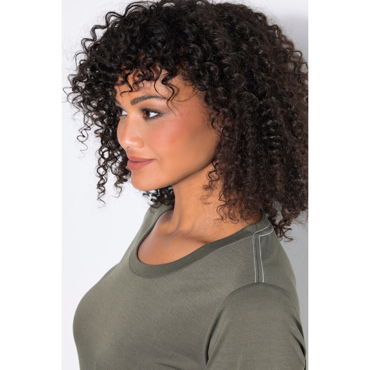 T-shirt technique antibactérien, col rond gris olive, ULLA POPKEN