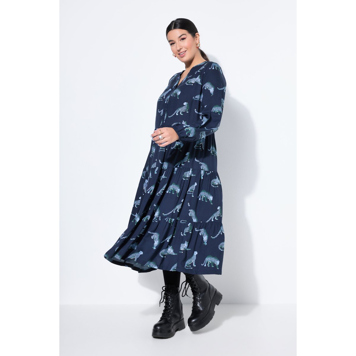 Robe maxi avec volants marine, STUDIO UNTOLD