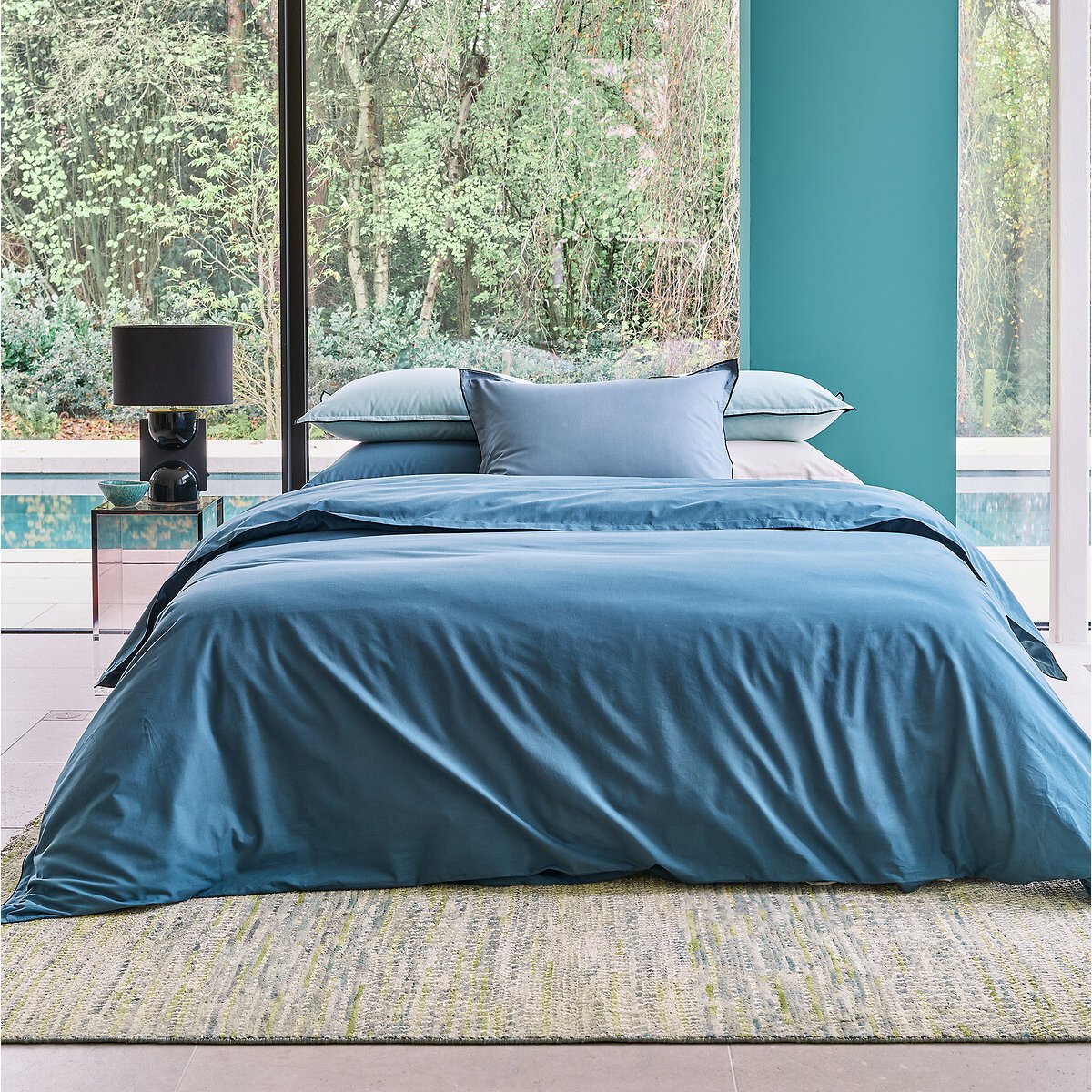 Housse de couette en voile de coton lavé, Gypse bleu céladon grisé, AM.PM