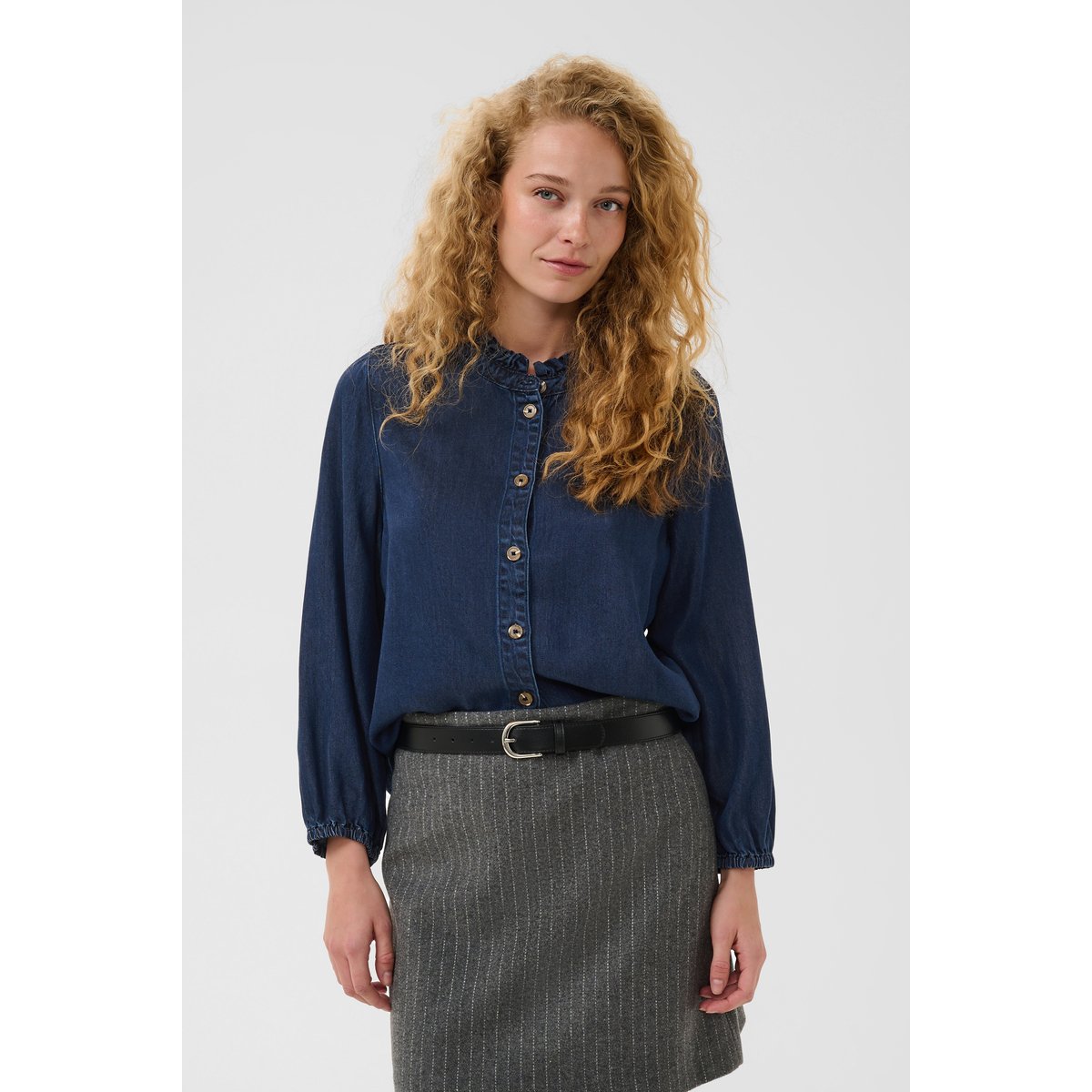 Chemise à manches longues bleu dark blue wash, CULTURE