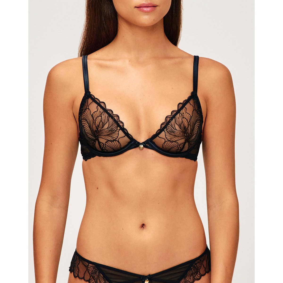 Soutien-gorge corbeille en mesh brodé et pailleté HARLEMIZ noir, UNDIZ