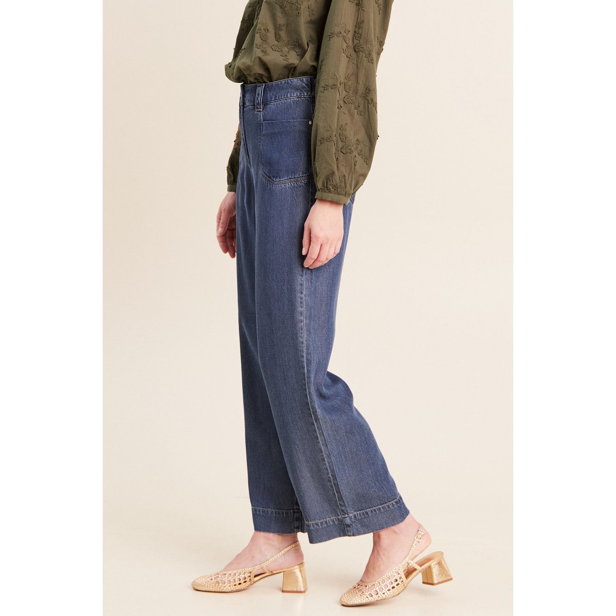 Jean large 7/8ème denim double stone, BREAL