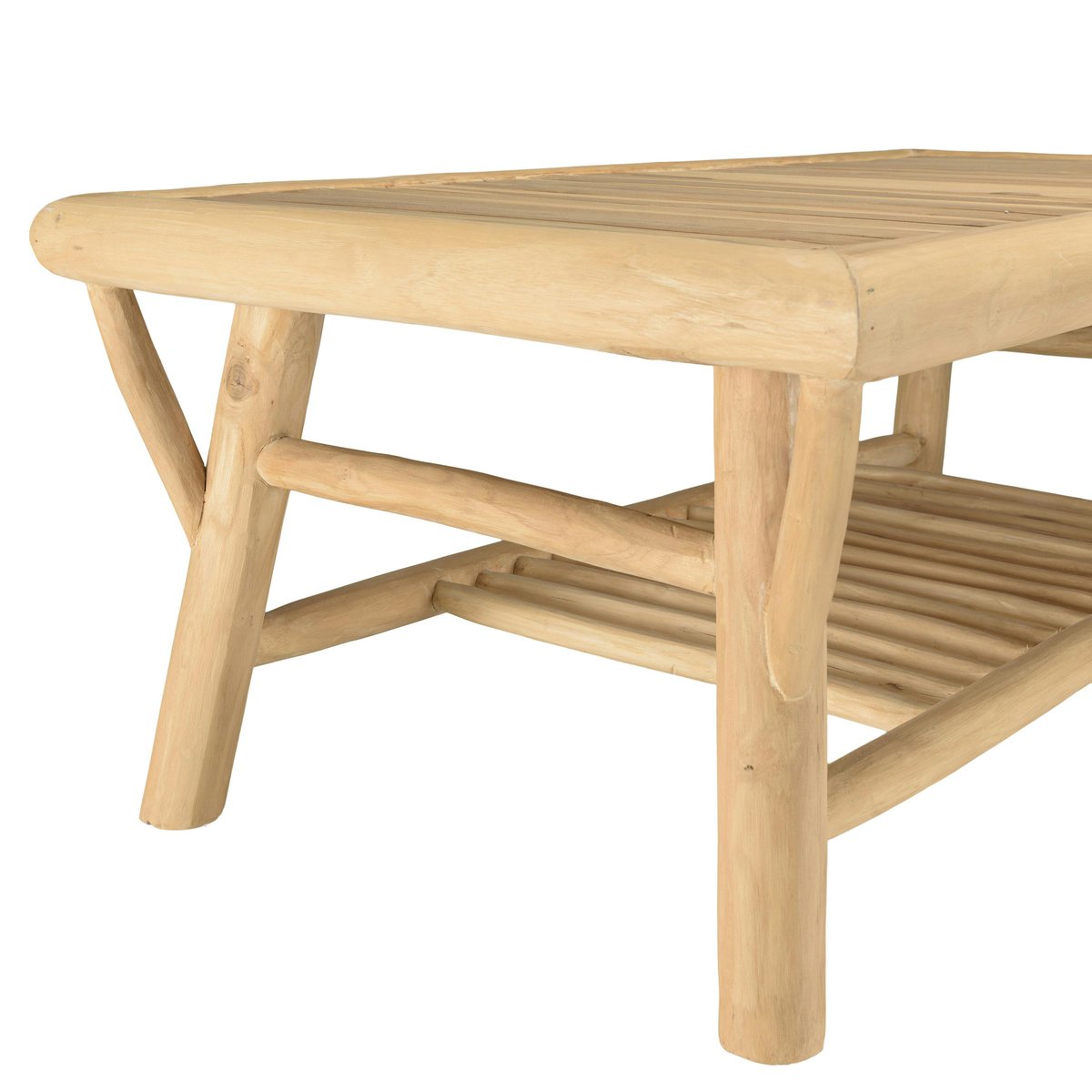 Table basse double plateau rondins de teck naturel MANAK bois naturel, PIER IMPORT
