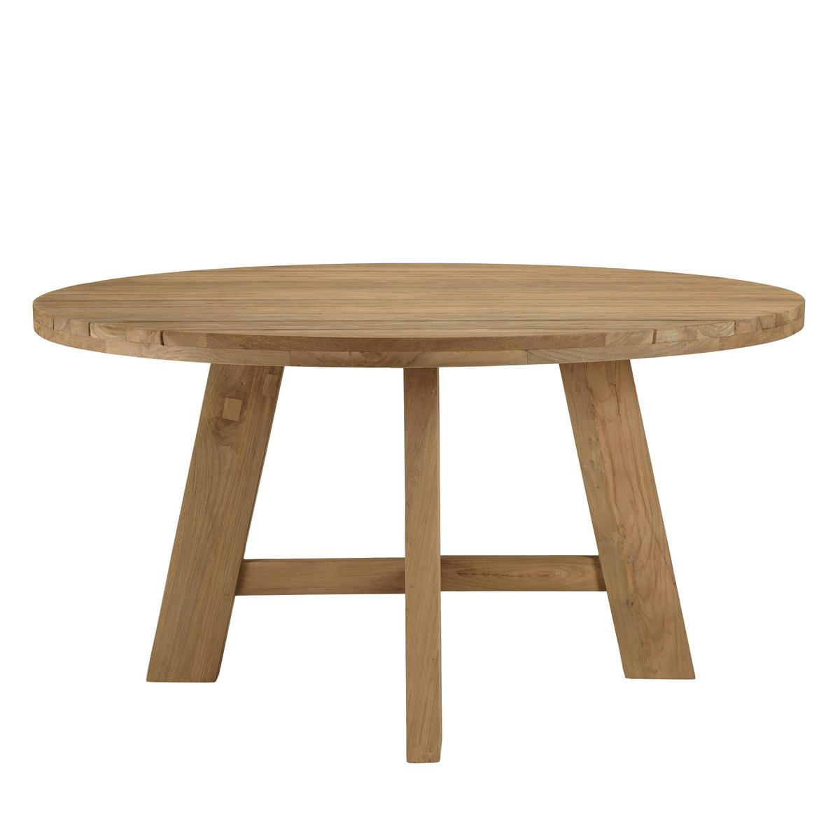 Salon de jardin teck naturel 1 table ronde 150 cm + 6 chaises arrondies résine tressée MANY bois naturel, PIER IMPORT