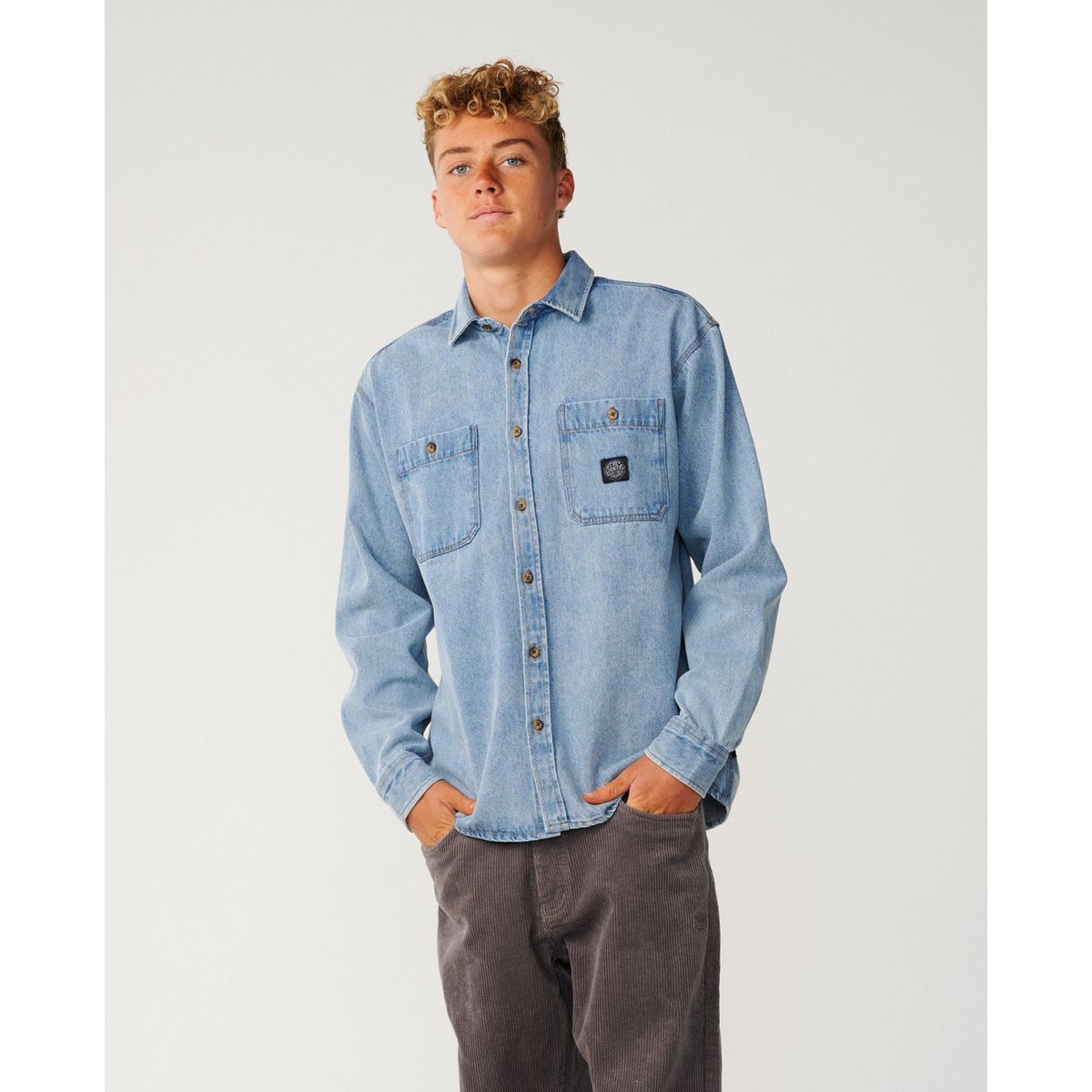 Chemise en jeans à manches longues CLASSIC SURF washed blue, RIP CURL