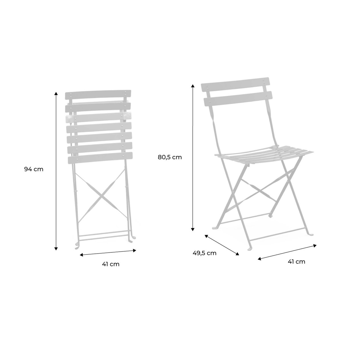 Chaise de jardin pliante métal (lot de 2) EMILIA vert de gris, SWEEEK