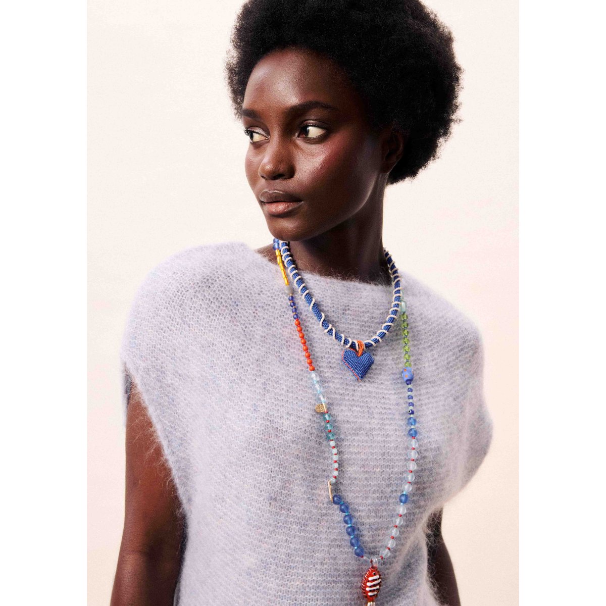 Pull en mohair FAXI bleu clair, FRNCH