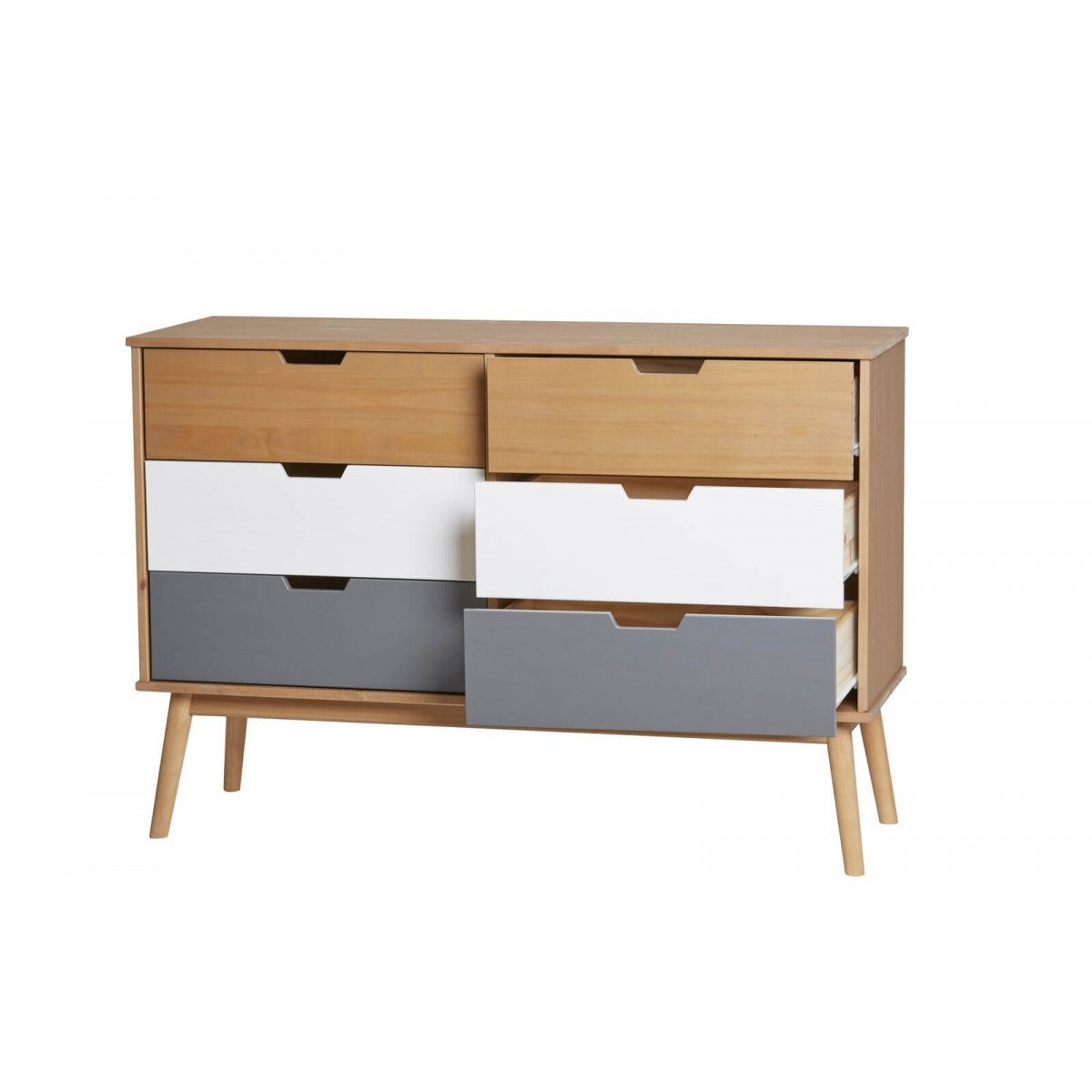 Commode 6 tiroirs 120 cm, ALMA multicolore, BOBOCHIC